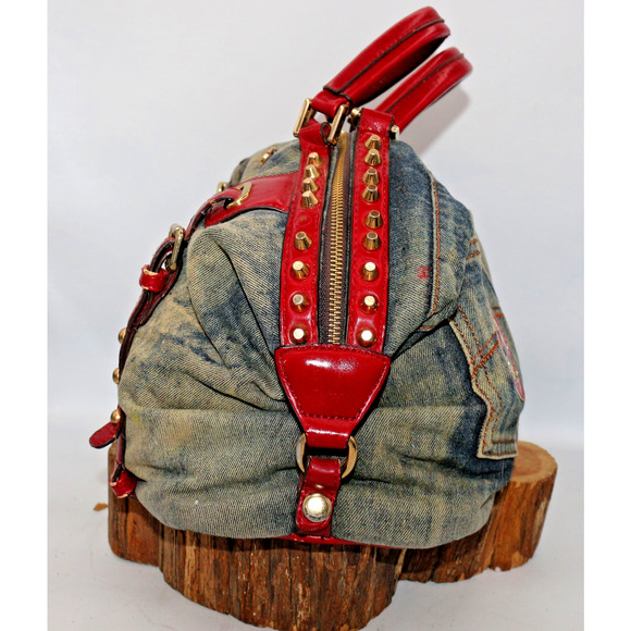 "WOW" Denim Pop Art Denim Duffel Shoulder Bag - Nicole Lee - Punk Grunge Graphic - Picture 7 of 14